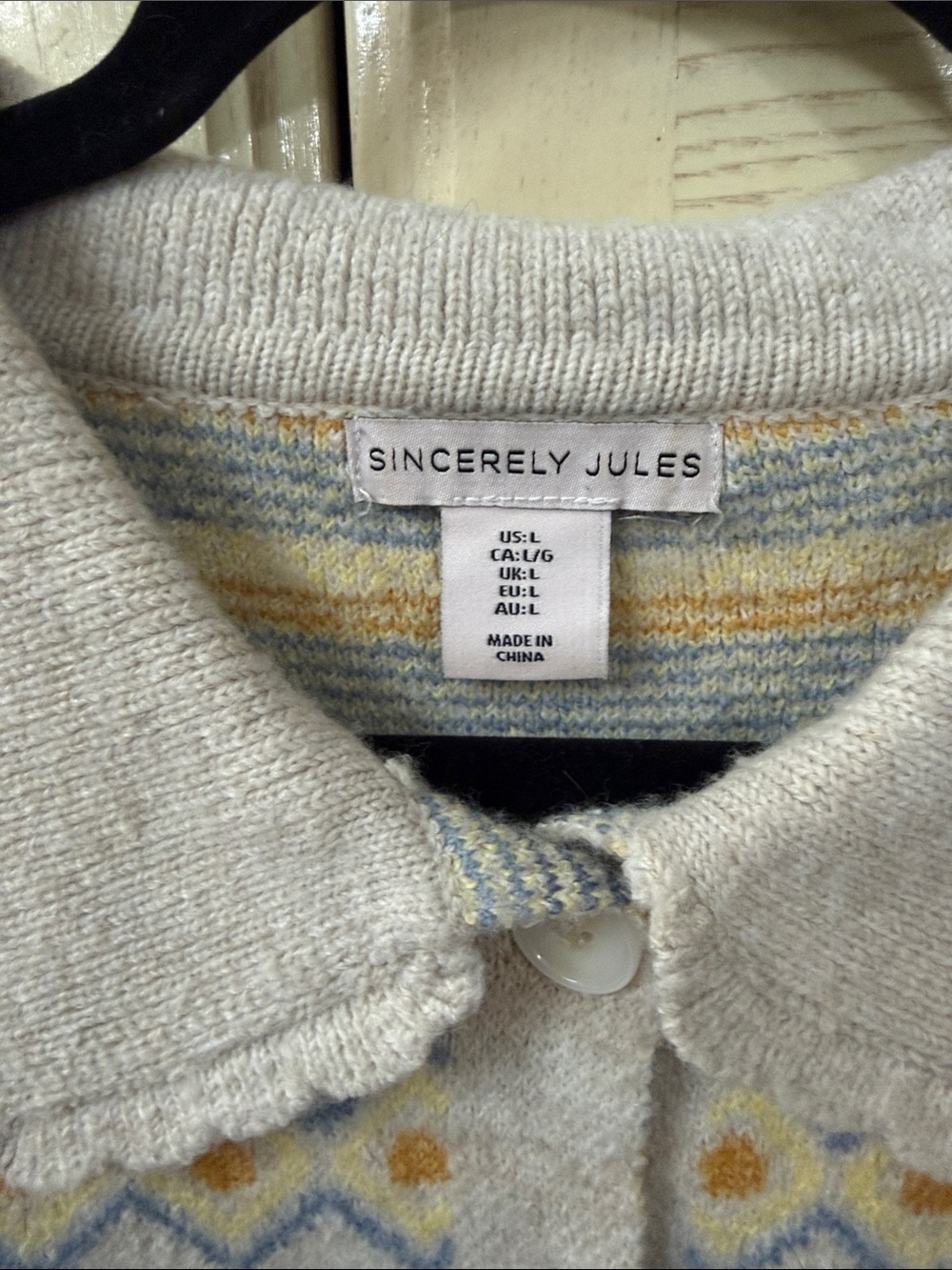 Sincerely Jules Cream Floral Fair Isle Button Cardigan Sweater - Picture 3 of 3